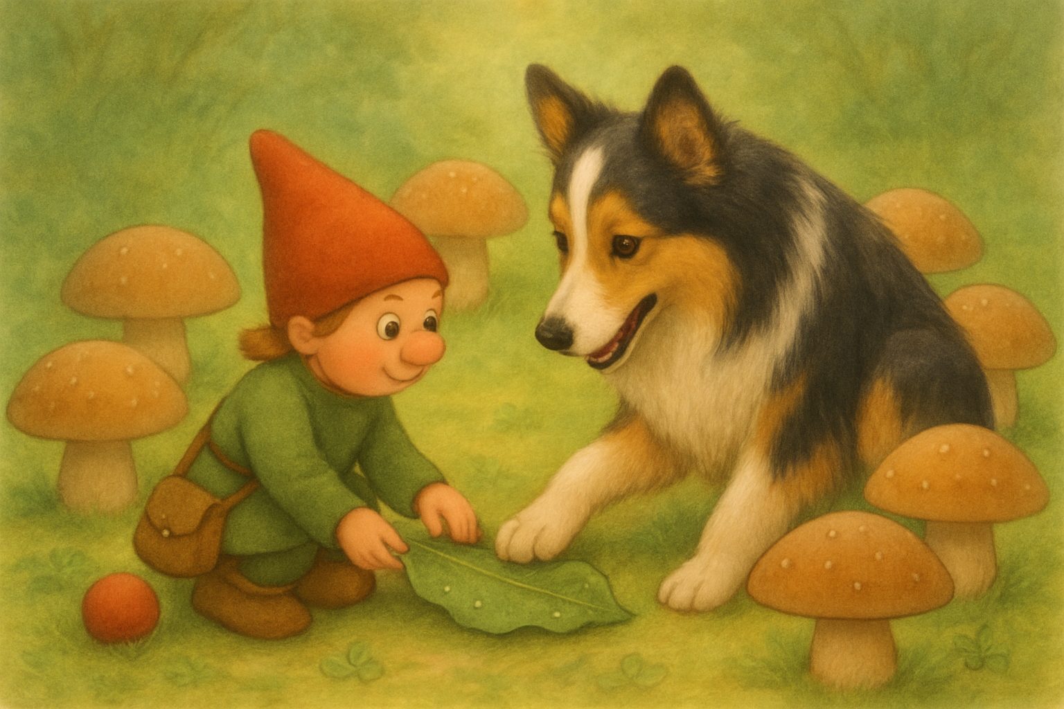 Belle en het delen van de paddenstoelenkring, tekening 2