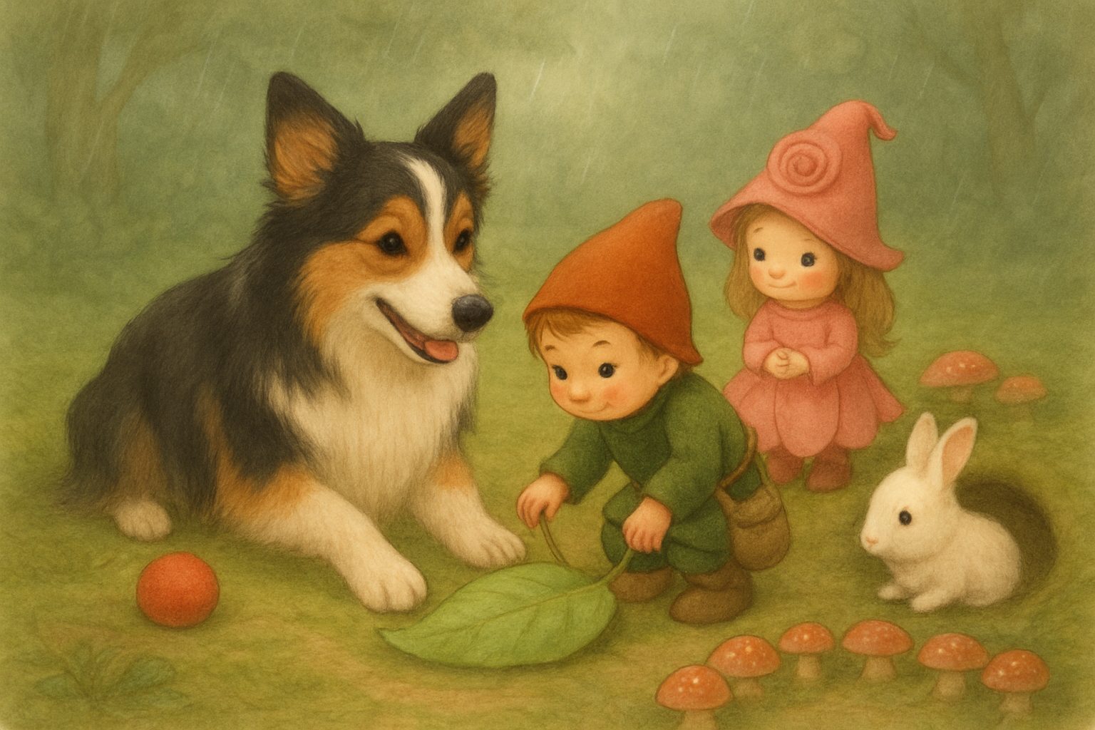 Belle en het delen van de paddenstoelenkring, tekening 3