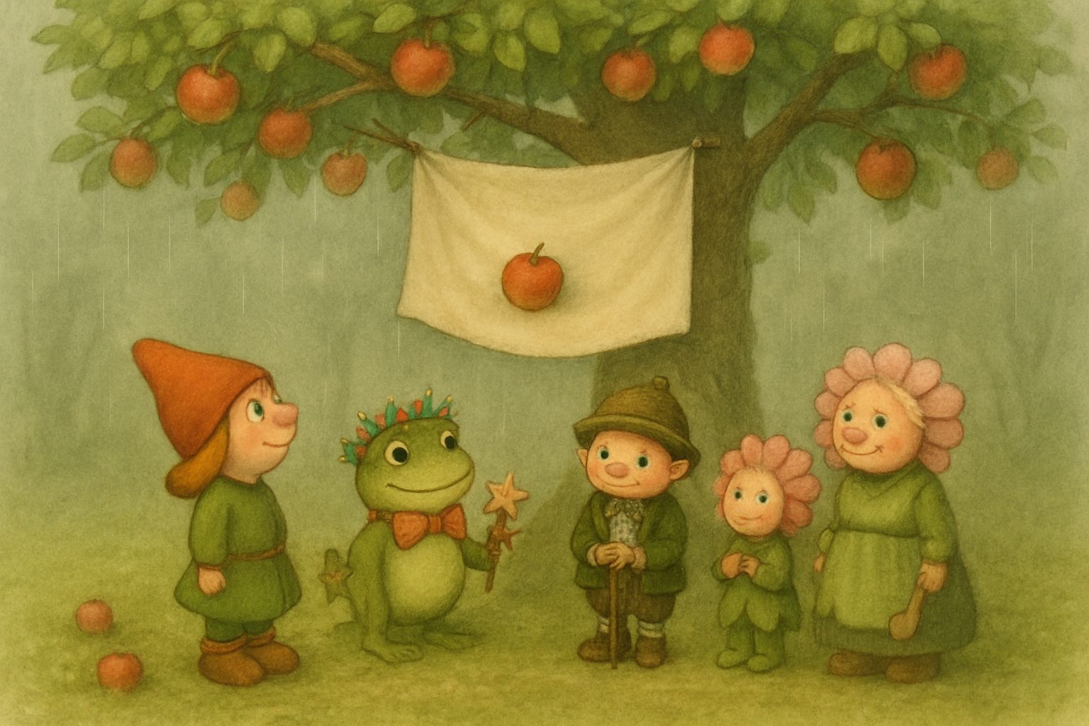 Mosje en het schaduwdoekje bij de appelboom, tekening 5