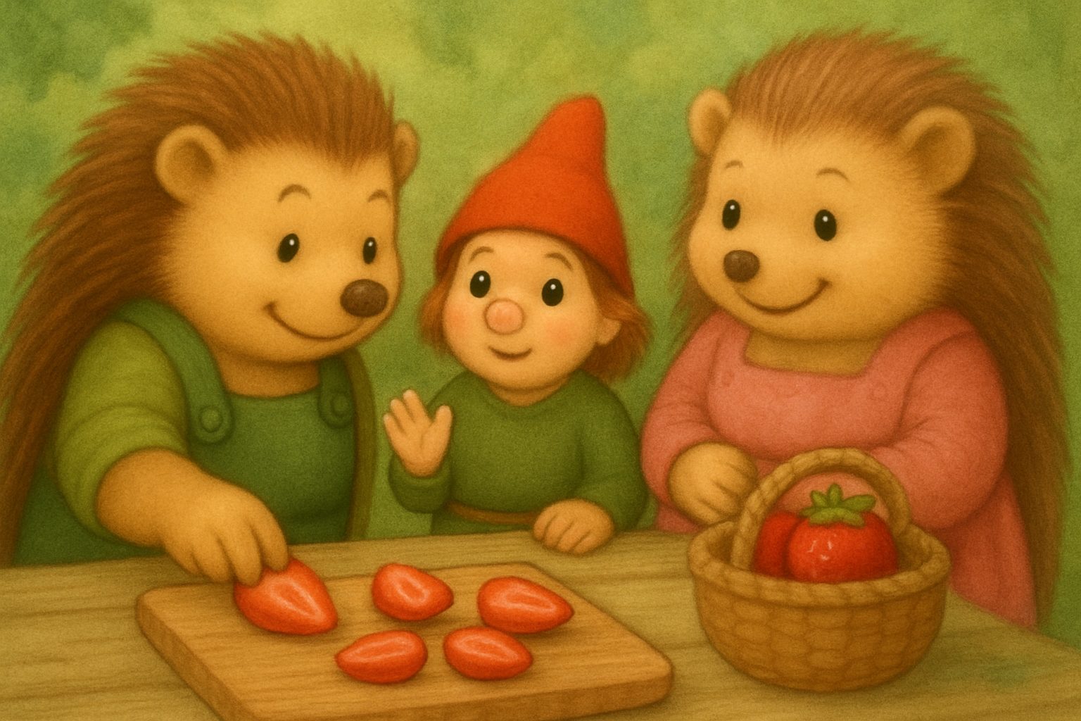 Het delen van de aardbeien, tekening 3