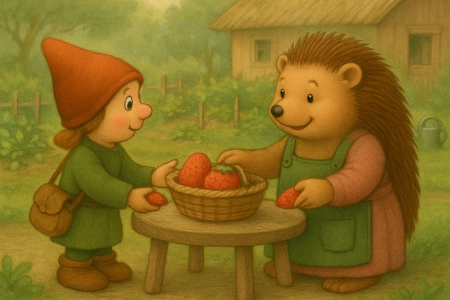 Het delen van de aardbeien, tekening 4