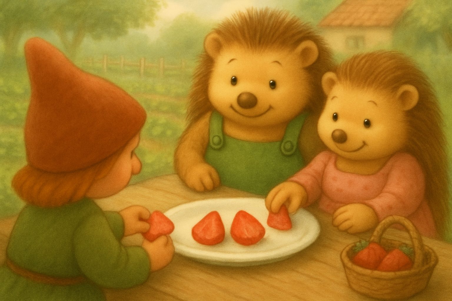 Het delen van de aardbeien, tekening 5