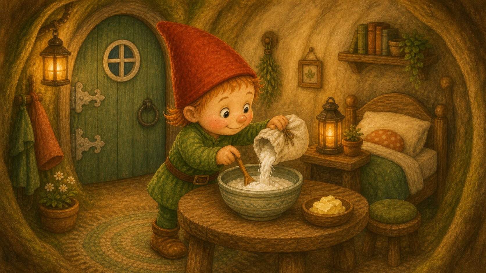 Mosje bakt brood, tekening 1