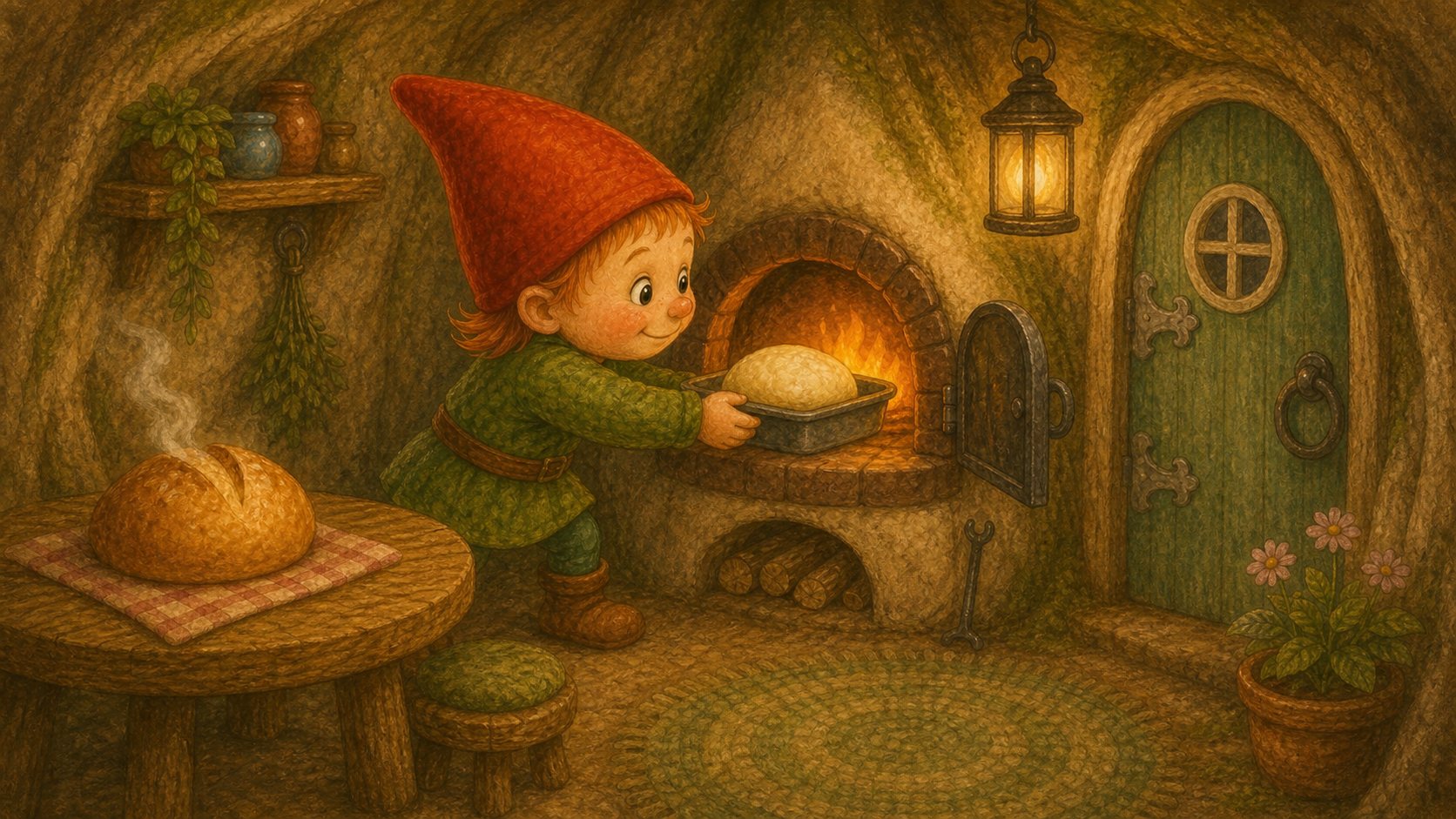Mosje bakt brood, tekening 4