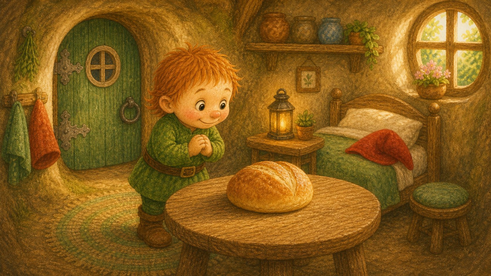 Mosje deelt zijn brood, tekening 1