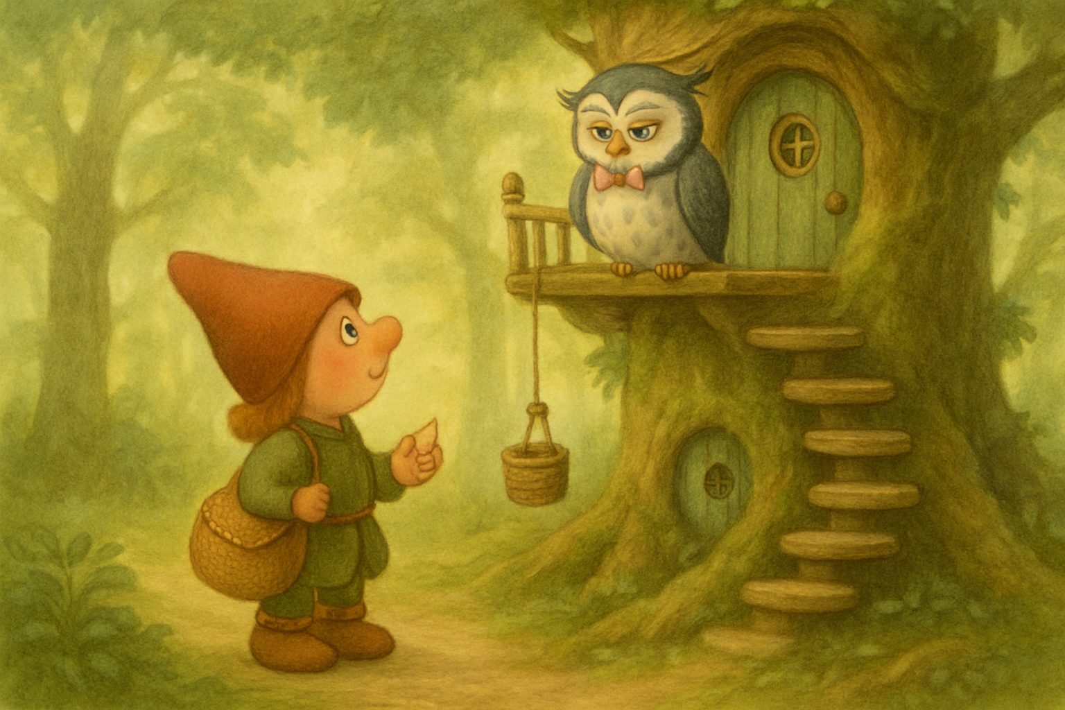 Mosje op bezoek bij Ollie, tekening 1