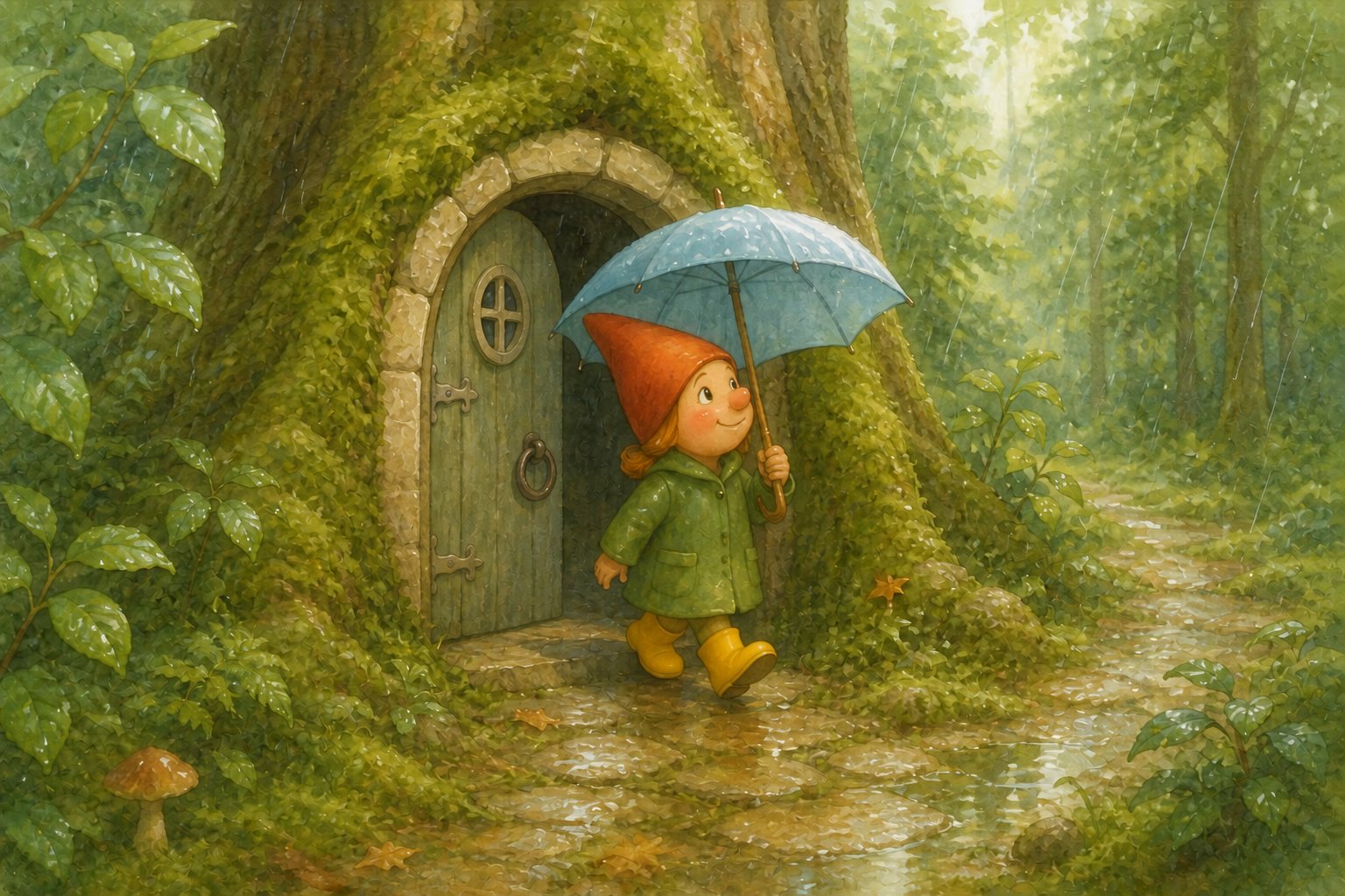 Mosje danst in de regen, tekening 6