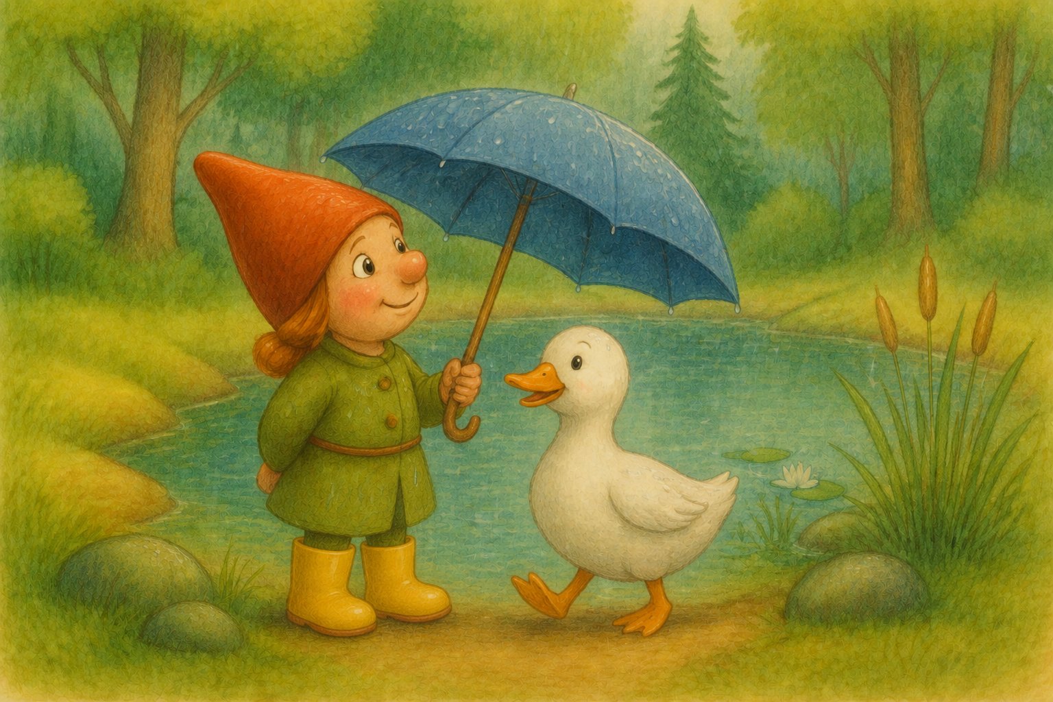 Mosje danst in de regen, tekening 8