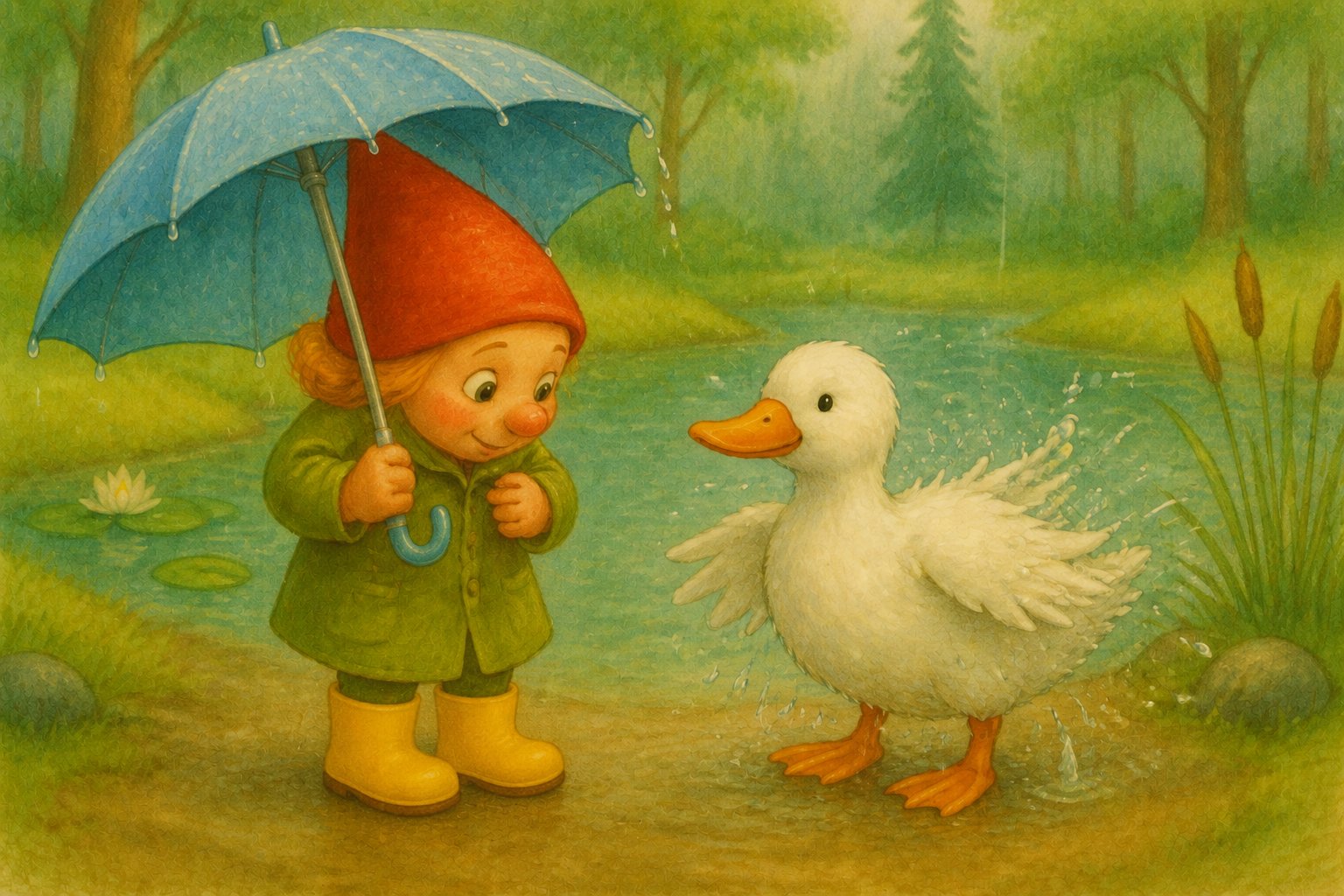 Mosje danst in de regen, tekening 9