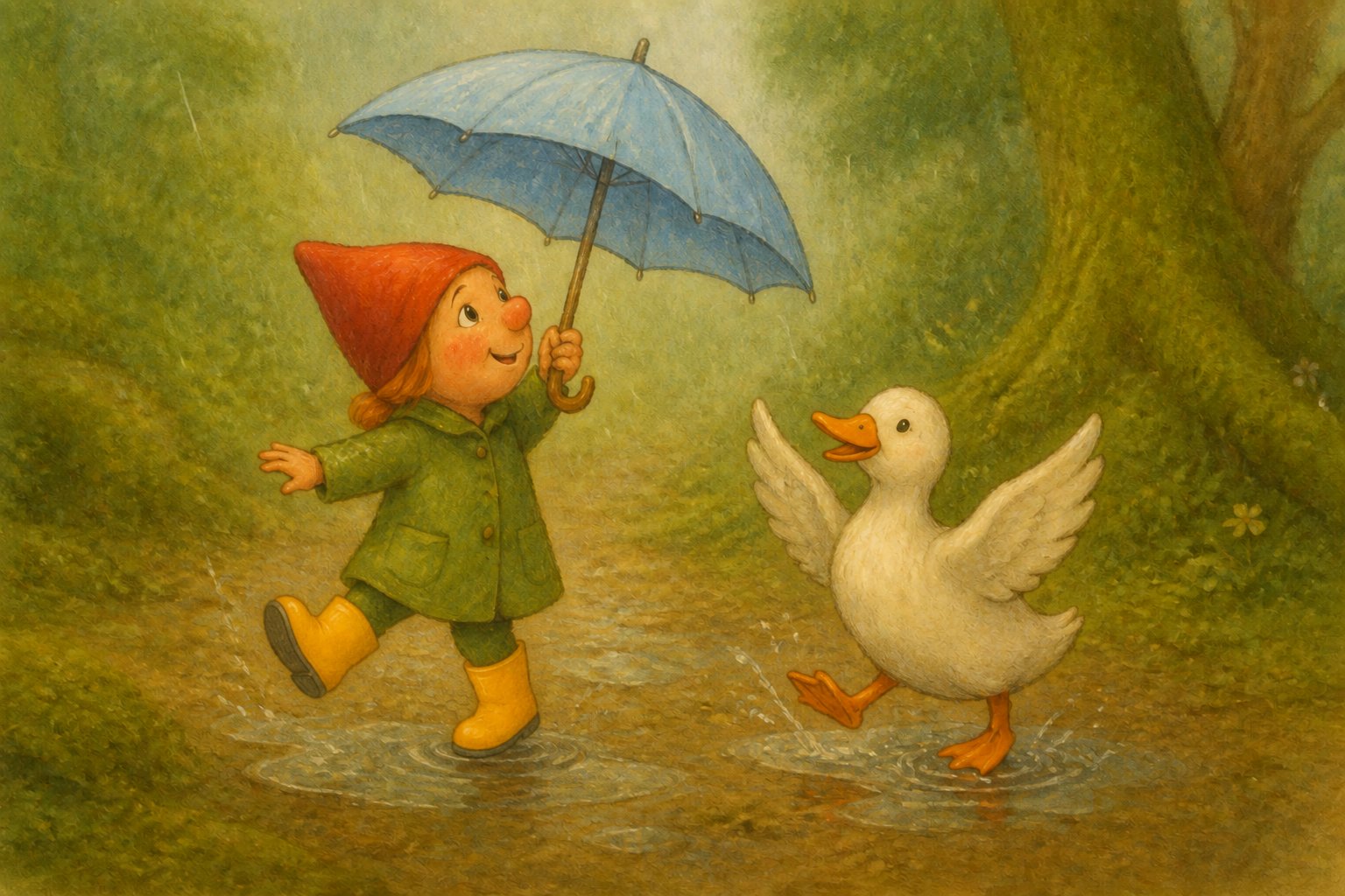 Mosje danst in de regen, tekening 10